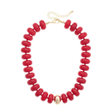 Valencia Coastal Resin Beaded Necklace - Red