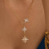 Celeste 18K Gold CZ Starburst Drop Necklace