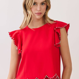 Sloane Studded Ruffle Sleeve Top