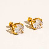 Golden Radiance CZ Flat Back Stud Earrings