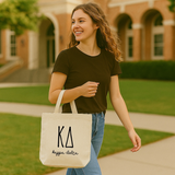 Sorority Small Canvas Tote Bag with Greek Letters and Name