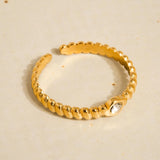 Thin Beaded & Cz Band Ring
