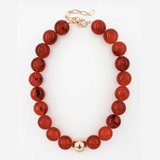 Carmen Brown 14mm Beaded Gold Accent Necklace