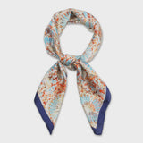 Abstract Print Satin Square Scarf in Navy