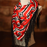 Game Day Fringe Square Scarf - Red and Black