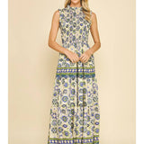 Floral Tiered Maxi Dress - Blue Multi