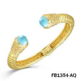 Avery Hammered Gold Aqua Crystal Cuff Bracelet