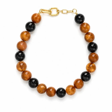 Beaded Color Gumball Statement Necklace - Tortoise Brown