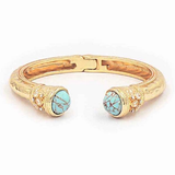 Turquoise Gold-Tone Open Cuff Bracelet
