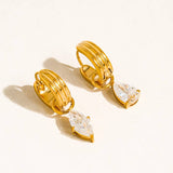 Saffron Crystal Teardrop Drop Earrings