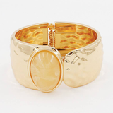 Sienna Gold-Tone Hinged Oval Stone Bangle