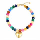 Golden Heart Coastal Beaded Necklace
