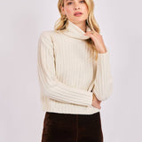 Ivory Cosette Turtleneck Rib Sweater