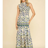 Floral Tiered Maxi Dress - Blue Multi