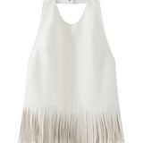 Ivory Fringe Hem Sleeveless Top