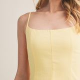 Sweet Breeze Square Neck Tiered Ruffle Mini Dress - Lemon Sherbet