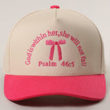 Hot Pink Psalm 46-5 Ribbon Embroidered Trucker Hat