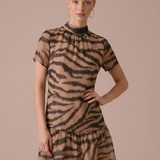 Sienna Tiger Print Organza Mini Dress with Removable Slip