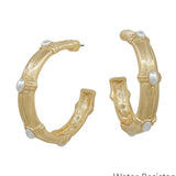 Pearl Haven Hammered Hoop Earrings