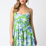 Lime Blossom Breeze Mini Dress