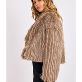 Taupe Ladylike Energy Two Tone Faux Fur Jacket