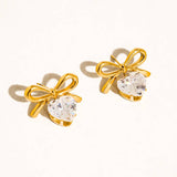 Melonie Cz Heart & Bow Earring