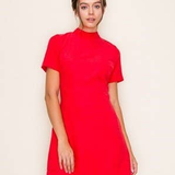 Ruby Bow Back Mock Neck Mini Dress