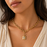 Hadley Two-Tone Cross Shield Pendant Necklace