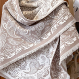 Paisley Fringe Print Wrap Scarf - Khaki