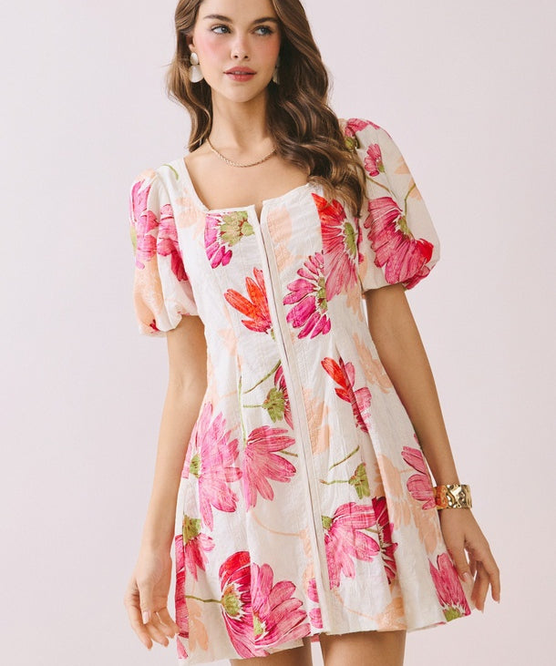 pink fit and flare mini dress Daisy Square Neck Fit & Flare Mini Dress Shop American Threads Pink / M