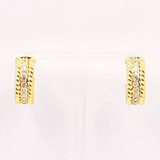 Riviera 18K Gold Textured Rhinestone Hoop Earrings
