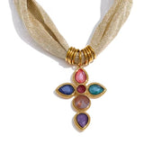 Jewel Cross Mesh Necklace