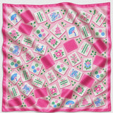 Lucky Tiles Mahjong Faux Silk Square Scarf