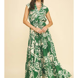 Floral Tiered Maxi Dress - Green