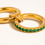 Justine 18K Gold CZ Double Hoop Ring - Green