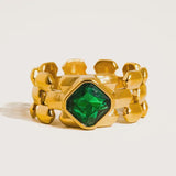 Passage Cz Watchband Ring Green