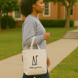 Sorority Small Canvas Tote Bag with Greek Letters and Name