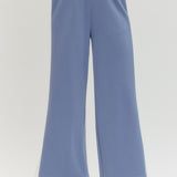 Solid Knit Wide-Leg Pants - Chambray