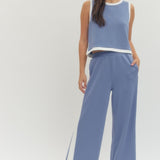 Solid Knit Wide-Leg Pants - Chambray