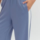 Solid Knit Wide-Leg Pants - Chambray