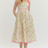 Floral Print Sleeveless Midi Dress - Pink