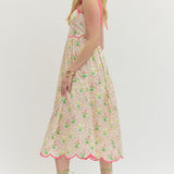 Floral Print Sleeveless Midi Dress - Pink