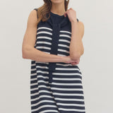 Navy Striped Sleeveless Mini Dress
