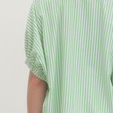 Striped Short Dolman Sleeve Top - Green