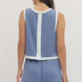 Solid Sleeveless Knit Top - Chambray