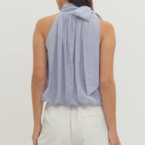 Solid Sleeveless Halter Neck Top - Blue