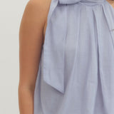 Solid Sleeveless Halter Neck Top - Blue