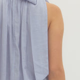 Solid Sleeveless Halter Neck Top - Blue