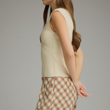 Avery Twist Front Sleeveless Knit Top - Cream