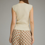 Avery Twist Front Sleeveless Knit Top - Cream